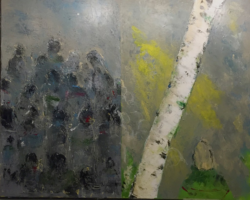 Per Kjeld maleri med titlen; Golf. Tilskuerne og lederen