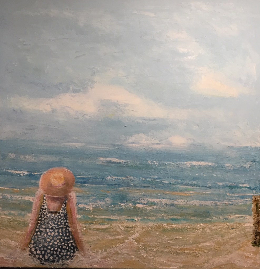 Per Kjeld maleri med titlen; Med r.ven i vandskorpen