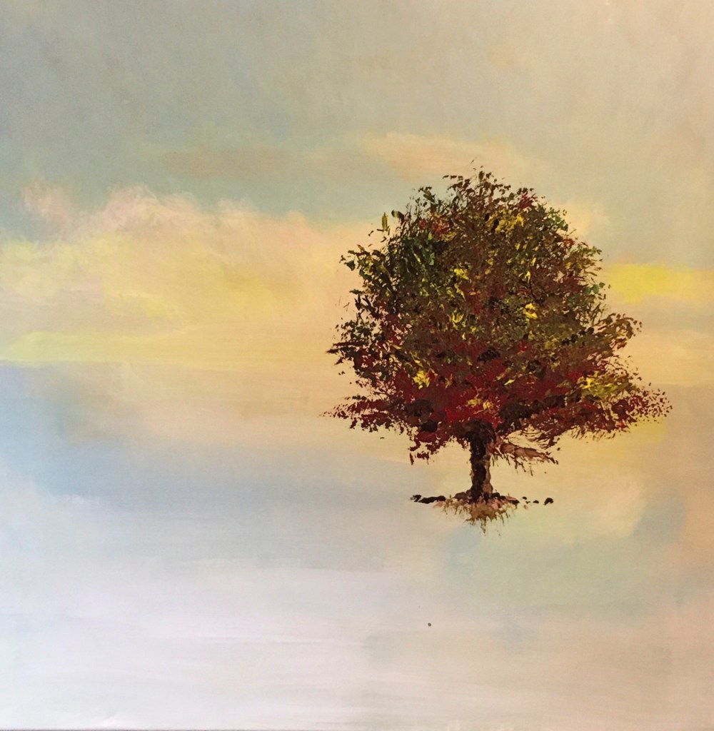 Maleri af Per Kjeld Jensen med titlen; Årstidens Træ.