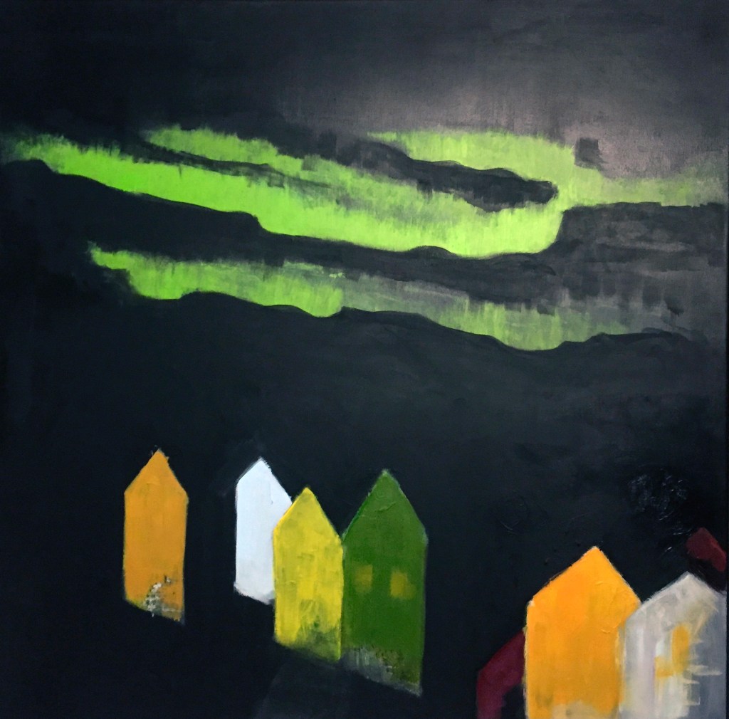 Maleri af Per Kjeld Jensen med titlen; Nordlys.