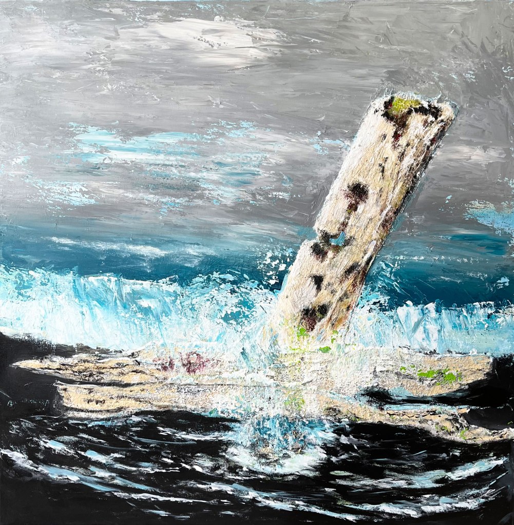 Per Kjeld maleri med titlen; Drivtømmer